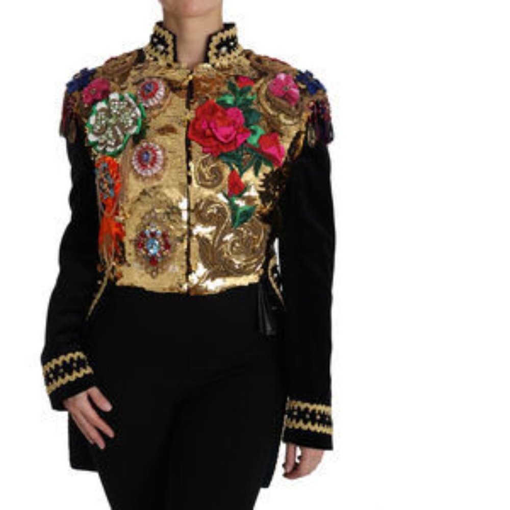 DOLCE & GABBANA Black Velvet Crystal Sequined Jacket (BEST PRICE ONLINE)